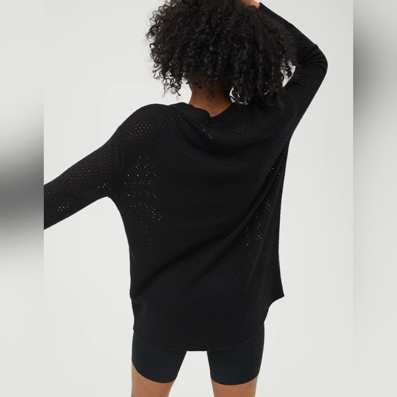 Aerie Offline Open Knit Sweater Black Size XS - Picture 2 of 8